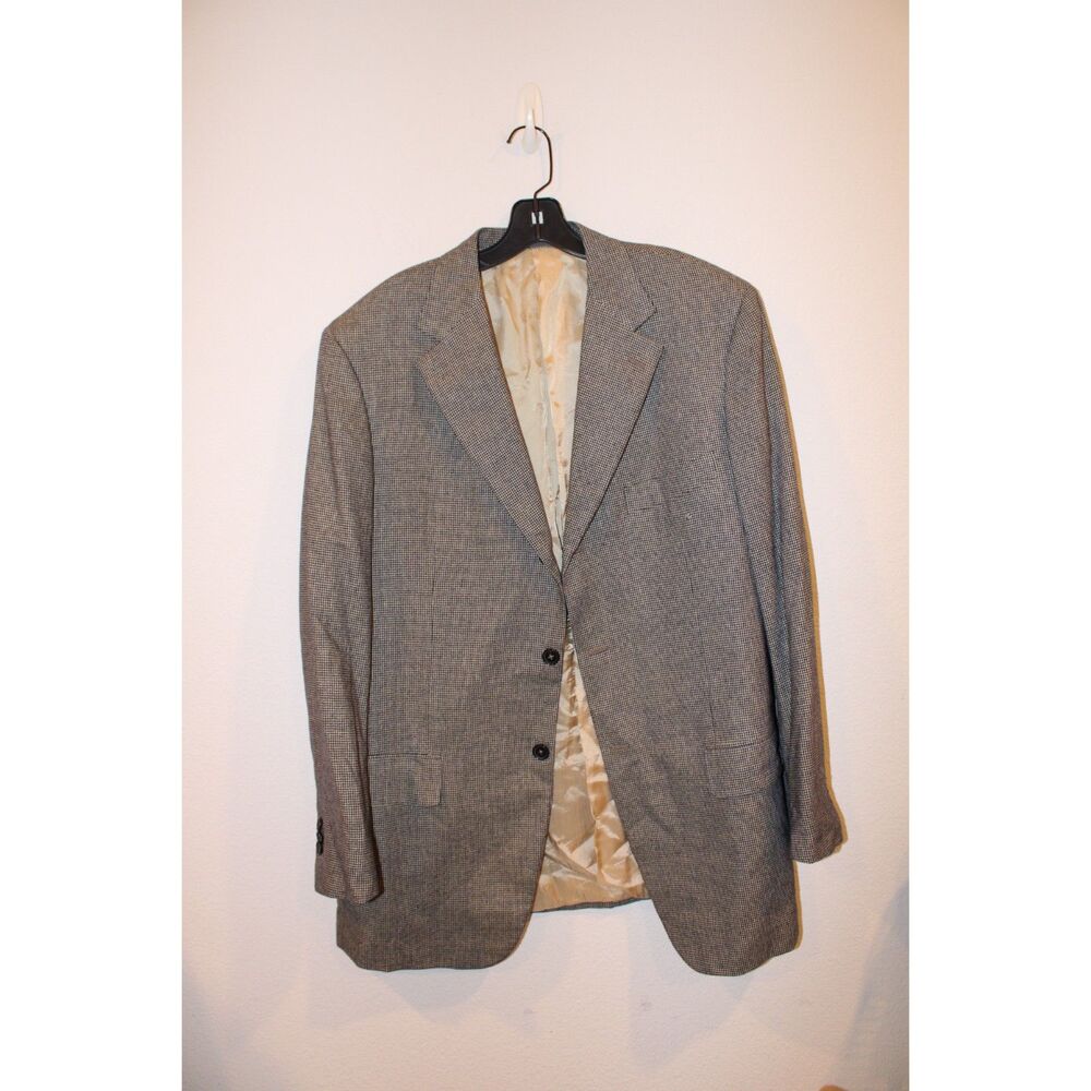 Gian Luca Isaia 100% Cashmere houndstooth two button suit jacket size US:44R